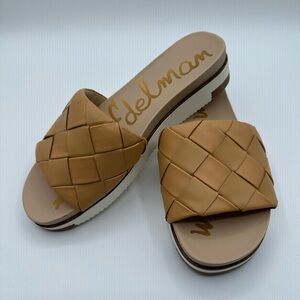 Sam Edelman Adaley Brown Woven Leather Slide Slip On Sandals 9M